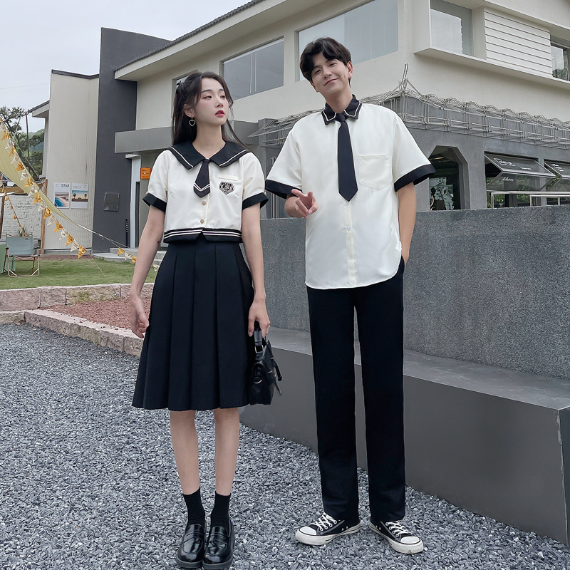 Graduation Photo 2024# Real Photo New Couple Dress Uniform College Plaid Pleated Skirt Couple Dress Class Dress Graduation