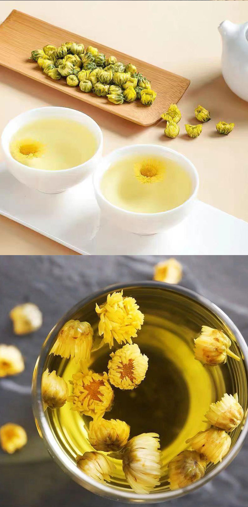 Tai Ju Chrysanthemum Tea (Chrysanthemum morifolium) — Dried Flower Buds for Herbal Infusion quality and texture