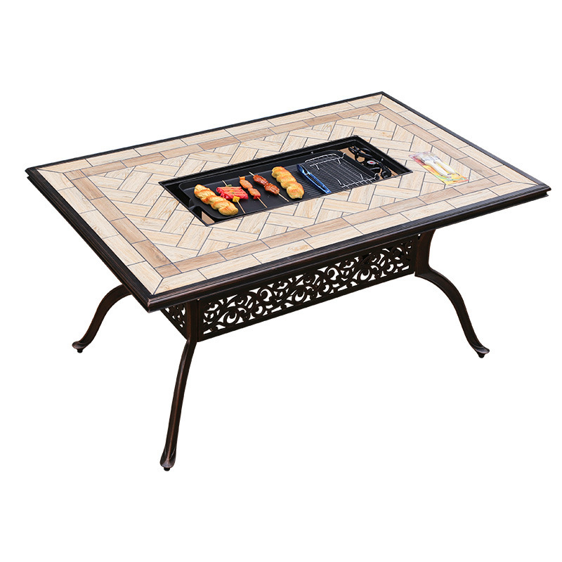 Outdoor Craft Table and Chair Cast Aluminum Marble Dining Table Cast Aluminum Tile Table Cast Aluminum Tile Coffee Table Table and Chair Craft Stone Table