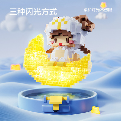 Compatible with Lego 12 Zodiac lighting Moon Micro-drilling grain luminescence Building blocks Tide play Puzzle Assemble Toys