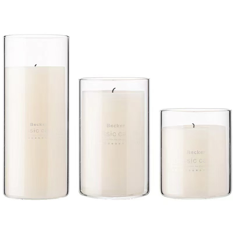 Portavelas de vidrio de borosilicato alto, vaso de velas transparente y engrosado resistente a altas temperaturas, vaso de velas de alto valor facial, vaso de velas domésticas