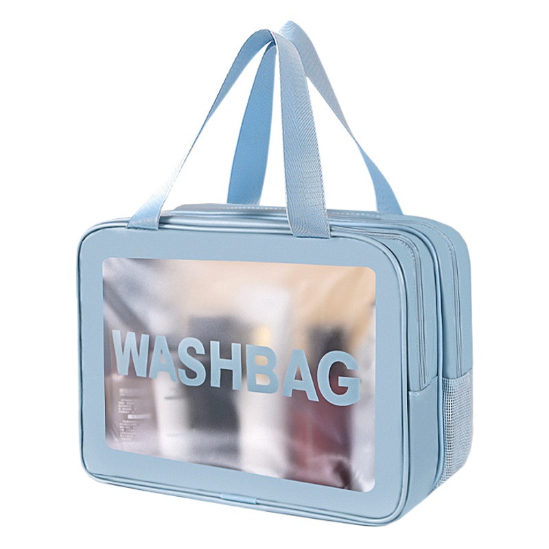 Bolsa de lavado de PU de doble capa multifuncional bolsa de almacenamiento de separación húmeda y seca bolsa de playa impermeable bolsa de cosméticos de gran capacidad de aspecto alto