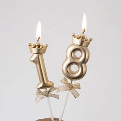 ネットで話題のバターライト、クリエイティブな王冠と蝶結びのデジタルキャンドル、誕生日ケーキデコレーション、1歳の誕生日パーティー用
