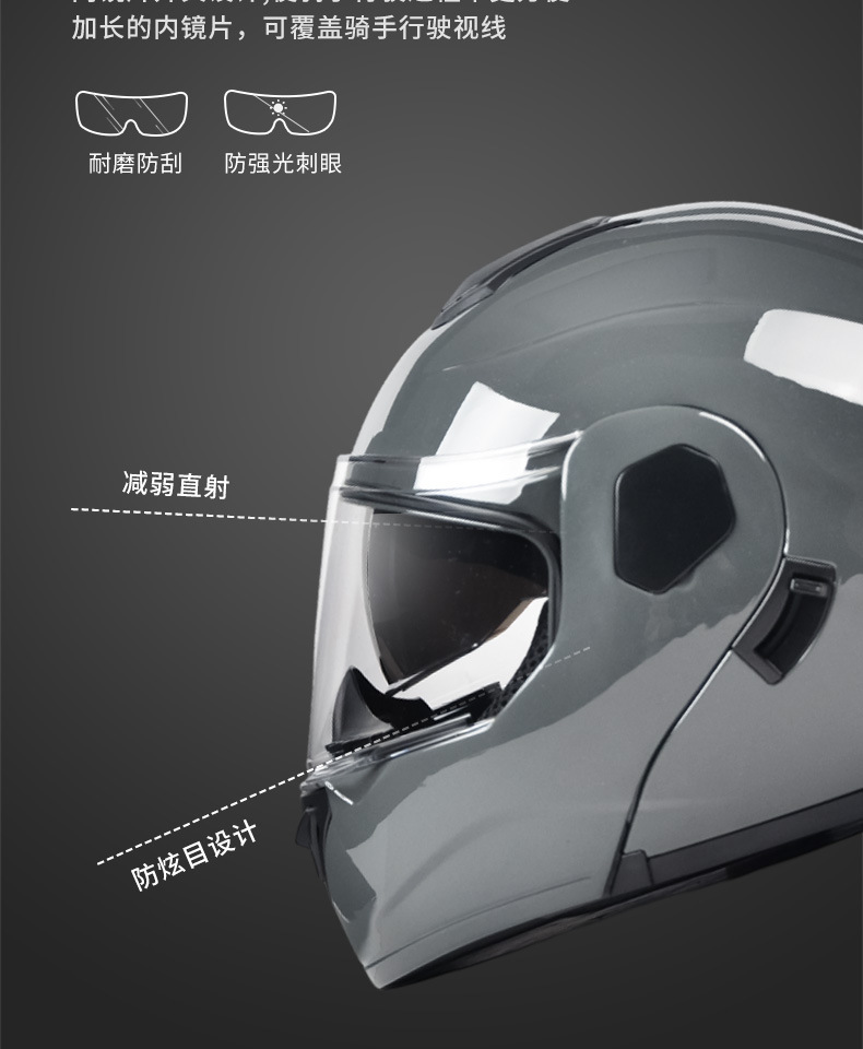 Ad Electric Motorcycle Helmet for Men and Women, All-Season Full-Face Helmet with 3C/Dot Certification, Flip-Up Helmet