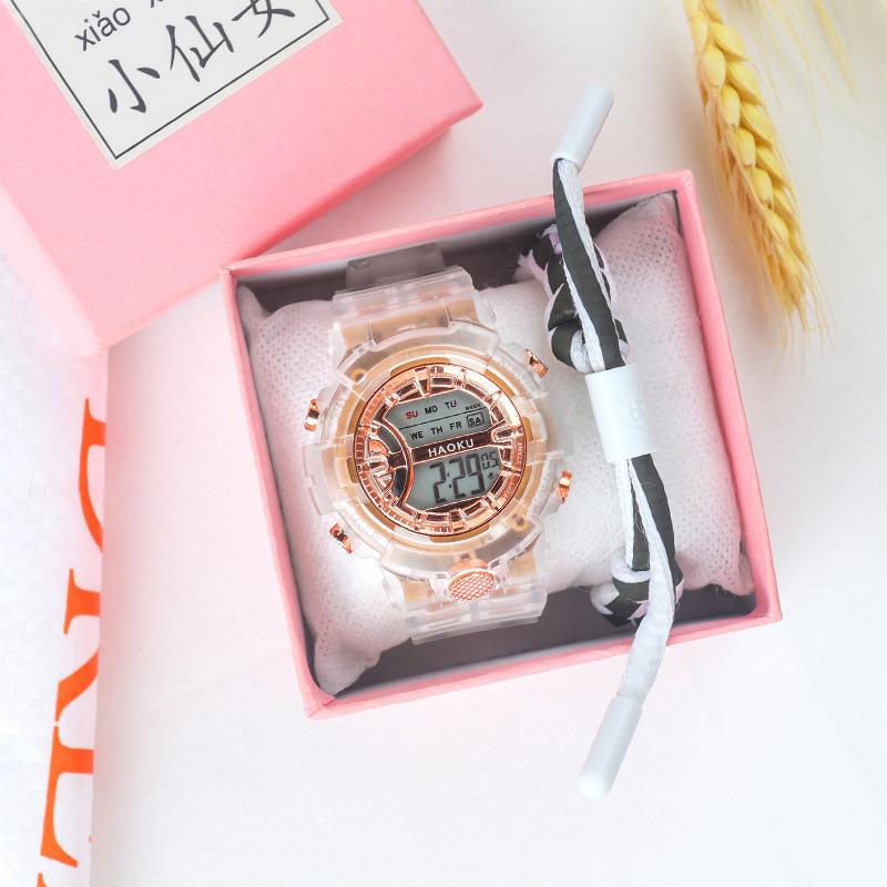 Nuevo transparente simple temperamento moda tendencia unicornio reloj electrónico redondo estudiante deportes caramelo reloj electrónico