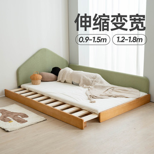 Low Bed Floor Bed Simple Snooze Kidsren's Bed Retractable Montessori Floor Kidsren's Room Bed Boy Pull-Out Bed