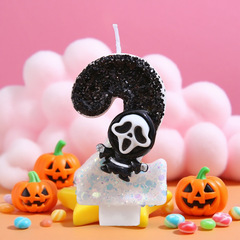 ハロウィンゴーストキャンドル黒と白のカラーマッチングデジタルキャンドルAliExpressホットスタイルヨーロッパとアメリカの売れ筋デジタルキャンドル卸売