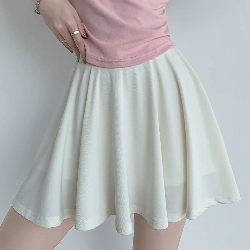 Сплошная юбка из ледяного шелка, женская летняя высокая талия, тонкая и покрытая, короткая юбка из ледяного шелка