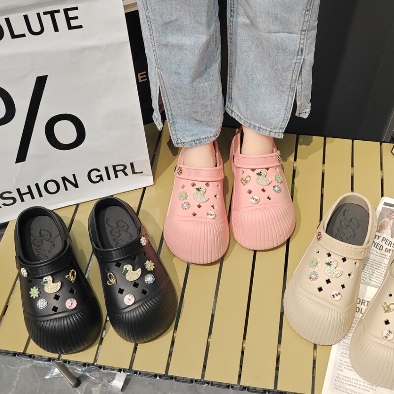 Women's shell toe hole shoes 2023 trendy new women's hole shoes eva soft bottom hole shoes diy