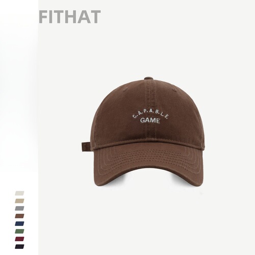 Unisex minimalist versatile fashionable letter embroidery washed soft brim baseball cap four-season version Korean style bucket hat