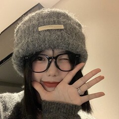 日系甜美可爱大头围包头帽时尚百搭针织帽秋冬季帽子女保暖毛线帽