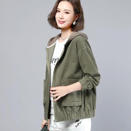 Denim corduroy patchwork cap sleeve women's loose autumn winter long sleeve jacket open jacket women