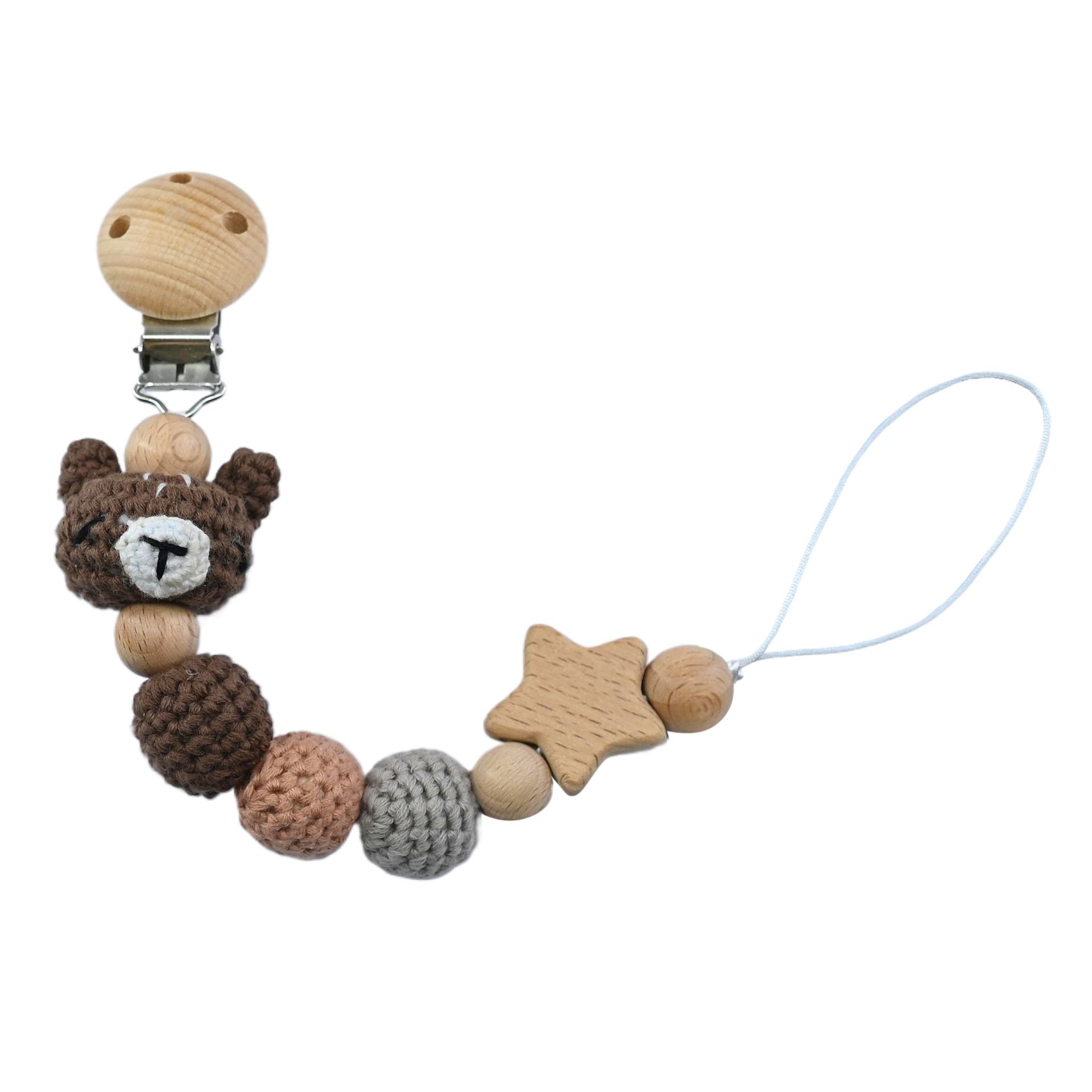 Cadena anti-caída de ganchillo Cadena de mordedor para bebés Palo molar para bebés Juguete Cuerda anti-pérdida Pegamento para morderse Cadena de chupete para bebés