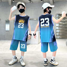 男童篮球服套装冰丝凉感透气吸湿2026夏季新款中大童男孩两件套
