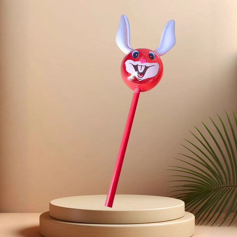 新しい発光インフレータブルビッグアイパンダハンマー子供のかわいい漫画の動物ハードハンドルハンマー屋台発光バルーンおもちゃ|undefined