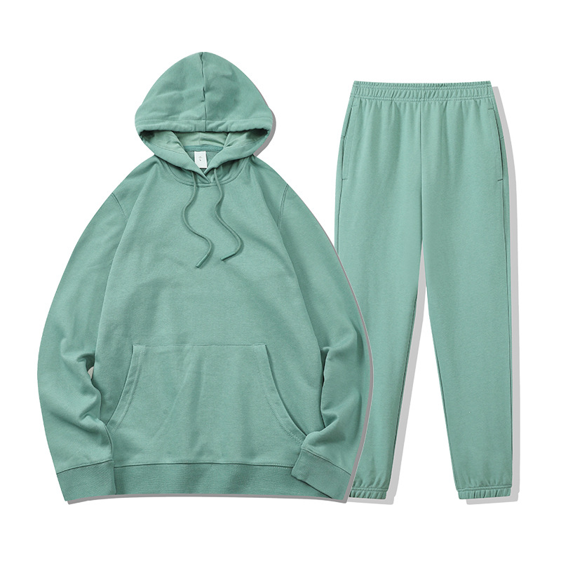 Otoño e invierno nuevo europeo y americano de dos piezas transfronteriza casual deportes con capucha sueltos suéter pantalones traje impreso logotipo