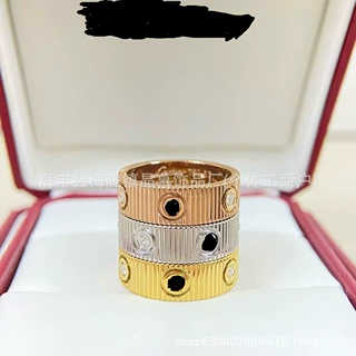 卡加新款love戒指条纹一字钛钢精工情侣对指螺丝钉齿轮玫瑰金CNC