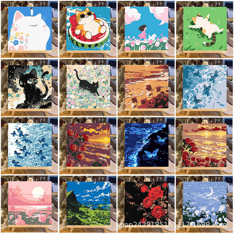 Flower Digital Oil Painting DIY Coloring Handmade Painting Kidsren's Hand-Painted Filled Landscape Tulip Digital Oil Painting Wholesale Flower Digital Oil Painting DIY Coloring Handmade Painting Kidsren's Hand-Painted Filled Landscape Tulip Digital Oil Painting Wholesale