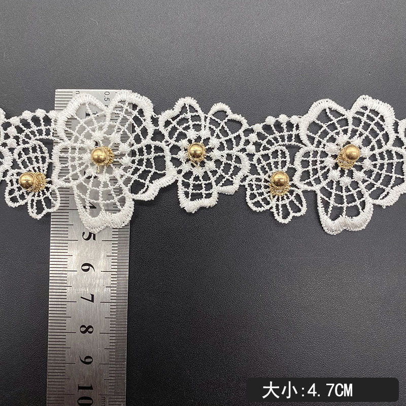 Beaded lace golden beads curtain accessories wedding dress decoration hollow computer embroidery water soluble bar code lace