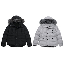 欧美式冬季MO潮牌银狐毛领帽羽绒服情侣款滑雪服连帽外套欧货跨境
