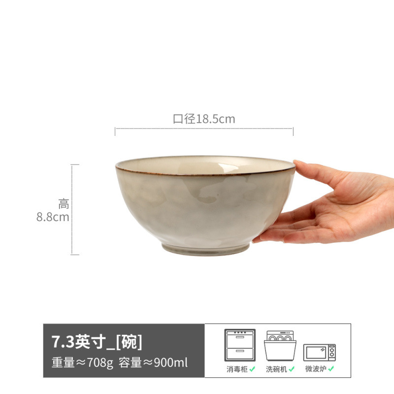 Gran colección de cuencos hermosos, cuencos de sopa de cerámica de color sólido retro, cuencos de fideos, ensaladeras de frutas redondas, vajillas para el hogar al por mayor