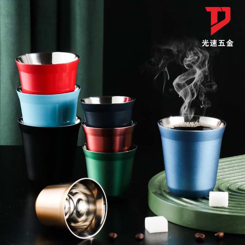 Acero inoxidable de doble capa italiana concentrada taza de café leche taza de té al aire libre gota-resistente taza de cerveza taza de aislamiento térmico taza portátil