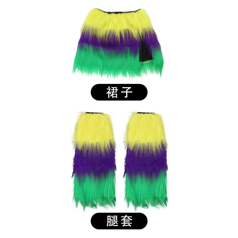 Explosiones transfronterizas de carnaval correa de pelo tricolor plumas buckle bandera falda set fiesta accesorios de maquillaje