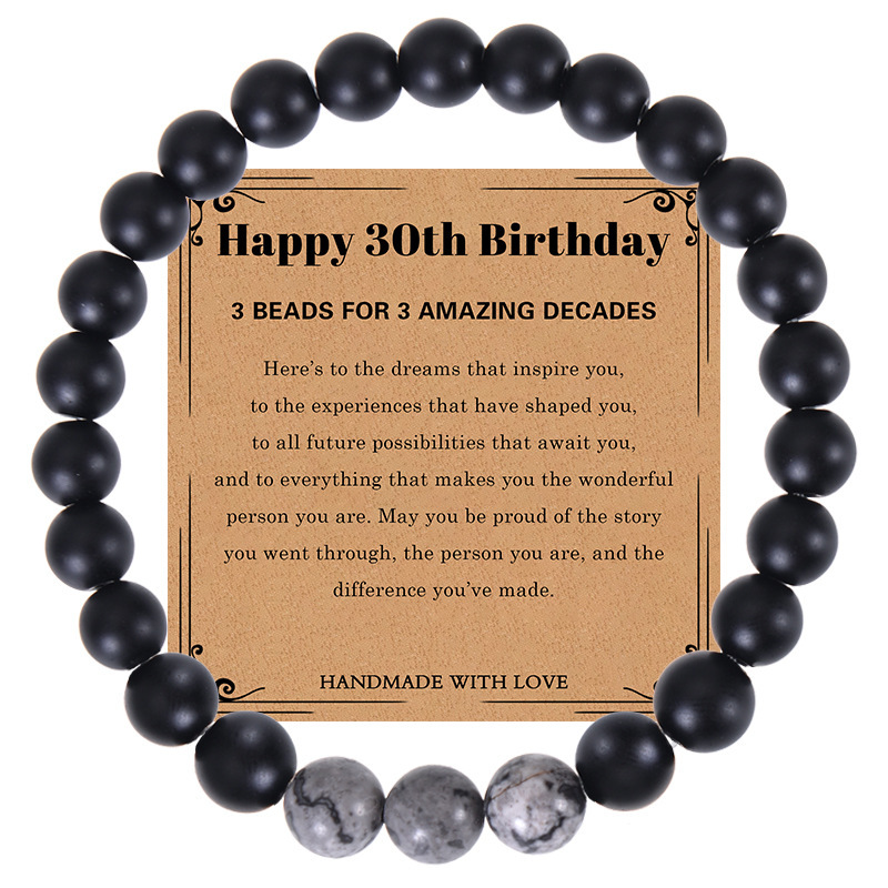 30/40/50/60/70/80 years old natural frosted stone card bracelet map stone greeting card bracelet birthday gift