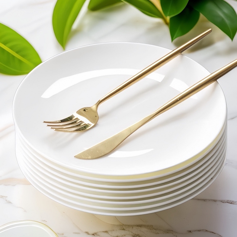 陶瓷骨瓷盘子圆盘菜盘家用深盘餐具白汤盘炒菜碟子盘饭白色供应链|undefined