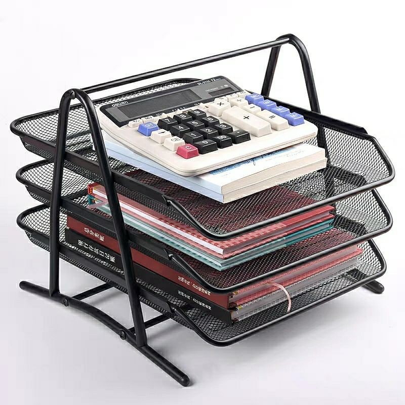 Cesta de archivos de metal multicapa, estante de archivos de tres capas, estante de almacenamiento de archivos de malla de hierro de cuatro grados, estante de almacenamiento de archivos multifuncional image 2