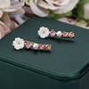 Crystal, earrings from pearl, accessory for crawling, suitable for import, Korean style, flowered
