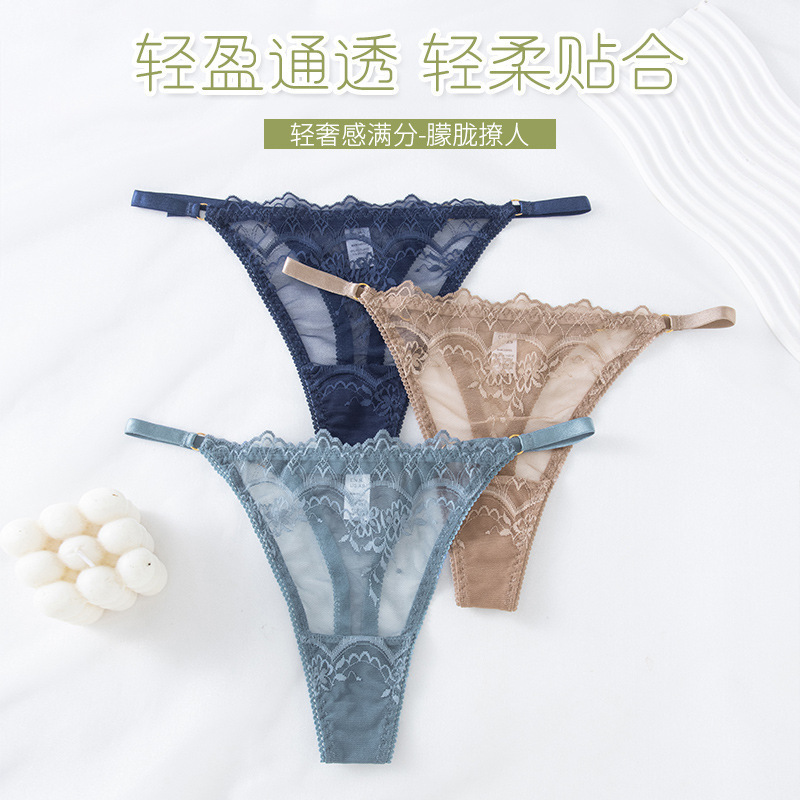 Lace Thin Belt Waist Sexy Red Women's Briefs G-string Breathable Bacteriostatic Simple Mesh Women's Underwear