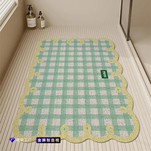 ins风卫生间防滑垫浴室高级感格子镂空透水地垫超柔可裁剪排水毯