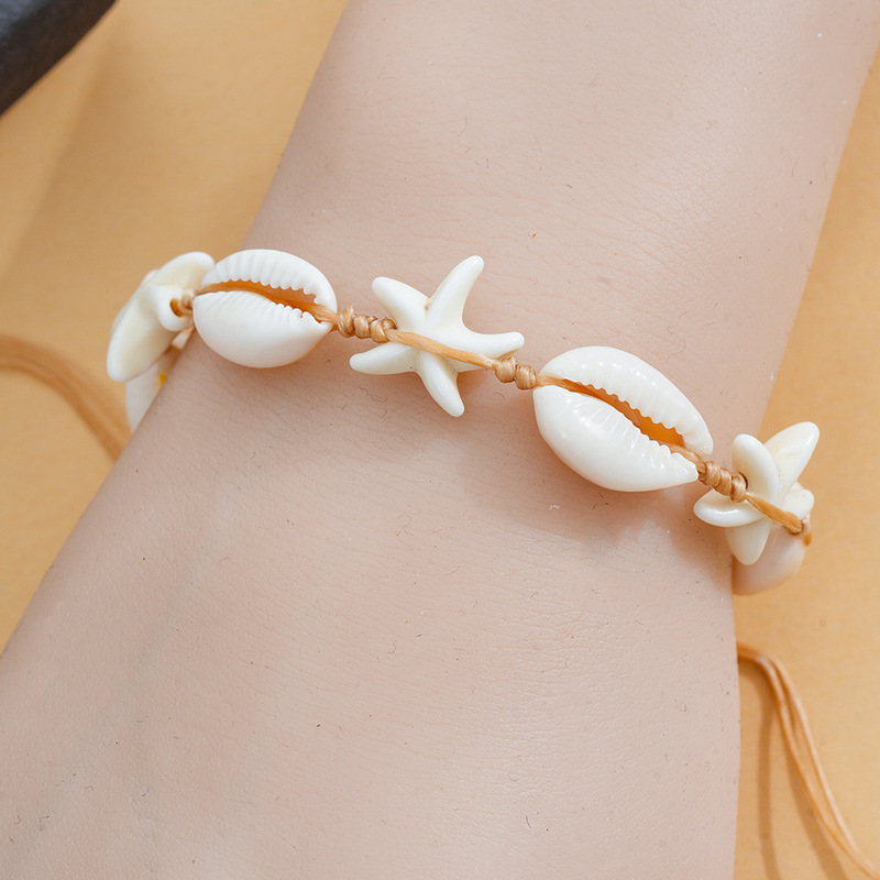 European and American Beach Ocean Style Hand-Woven Starfish Shell Bracelet Niche Simple Fashion Versatile Stylish Style