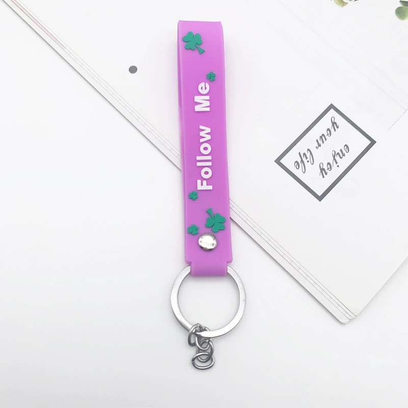 Creative car keys, handheld keychain PVC, silicone doll, four-leaf clover