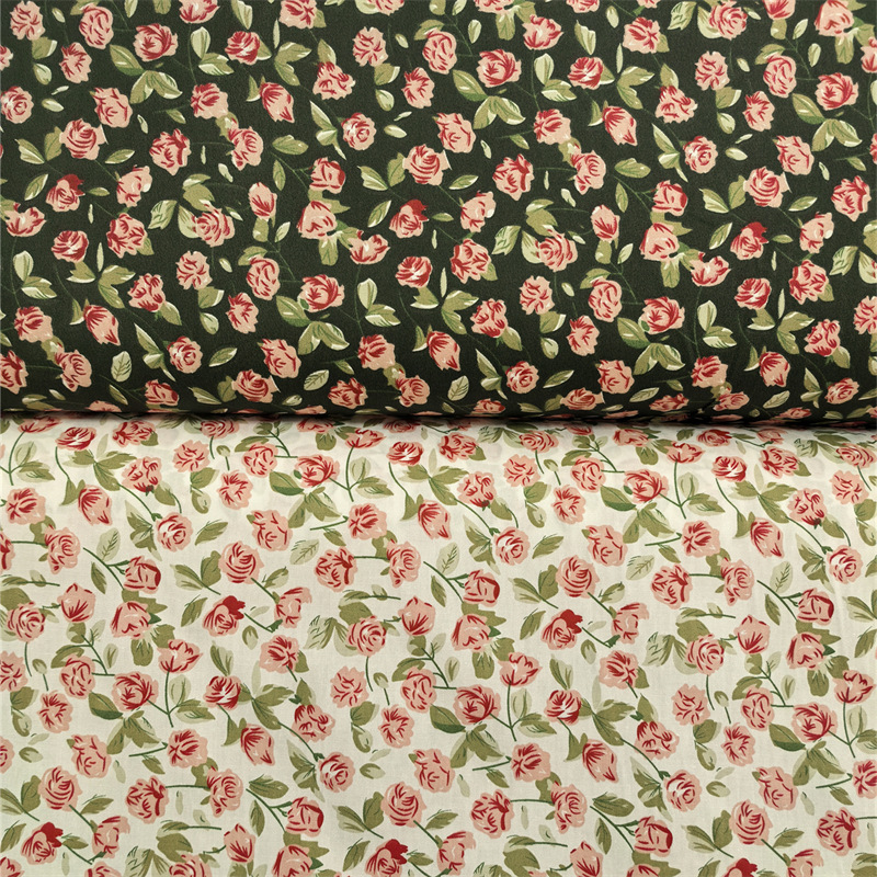 1.6m春夏新款田园花卉 纯棉服装罩衣布料 无荧光剂印花棉布批发