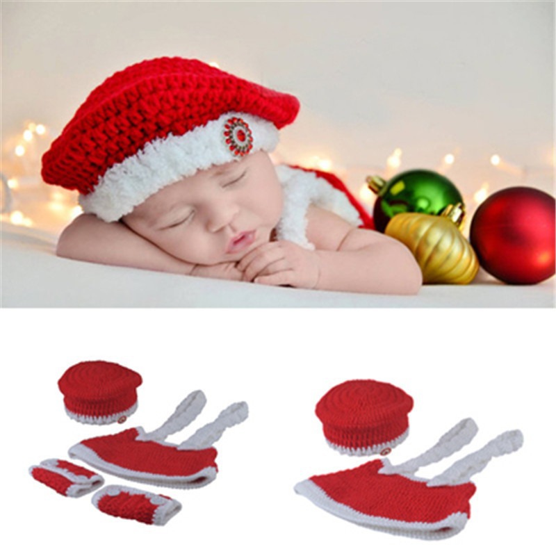 Children's knitted woven red set for new born handmade