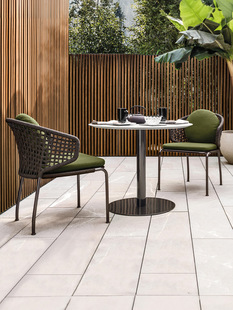 Outdoor Balcony Coffee Table, Chairs, Open-Air Rattan Chair Three-Piece Set, Simple Leisure Rope Chair, Courtyard Garden Light Luxury Combination