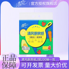 清风抽纸厨房悬挂式纸巾2层200抽/包吸油吸水纸挂式手纸纸抽批发