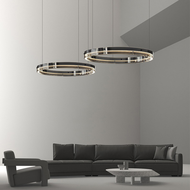 Lámpara de la sala de estar minimalista italiana moderna anillo de vidrio minimalista nórdico de alta gama comedor modelo de dormitorio lámpara de habitación