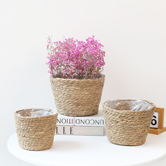 Woven straw flower pots and flower baskets, potted plants, creative wicker baskets, rattan plant sets, gardening decorative flower baskets