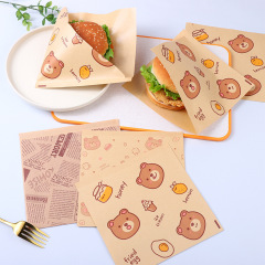 ハンバーグ包装袋折り畳みなしサンドイッチ三角包装紙袋食品級淋膜鶏肉巻き揚げスナック袋