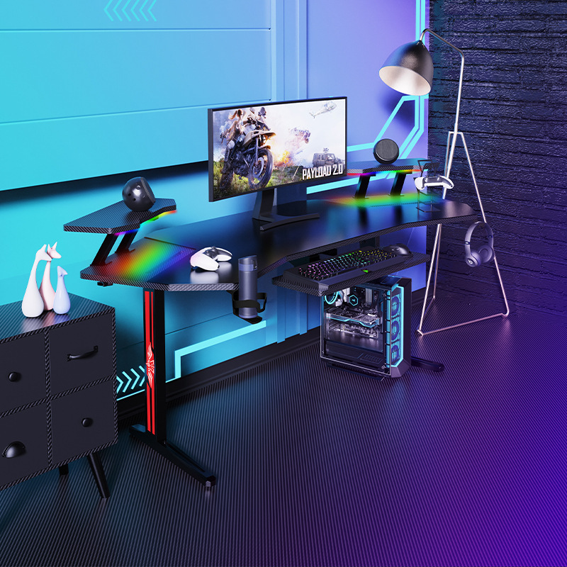 Customized Ultra-Wide Carbon Fiber Rgb Gaming Table Desktop Home Computer Desk Professional Desktop Office Desk Internet Cafe