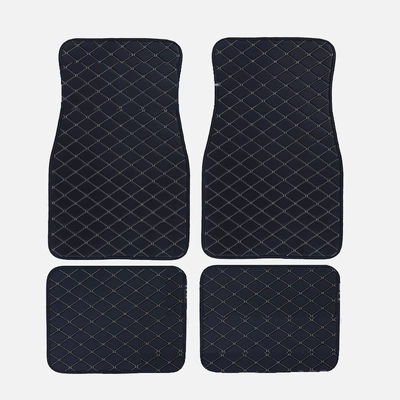 quilted foot mats, right-hand drive – Universal Foot Pad - black-with-gold-thread-flat-tip-black
