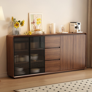 Sideboard Against the Wall Integrated Solid Wood Color Living Room Storage Tea Cabinet Kitchen Cupboard Storage Cabinet Ultra-Thin New Style