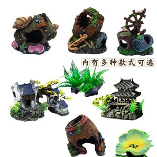 Ornament Resin Simulation Archaeological Accessories Wine Barrel Wind Wheel Starfish Sinking Underwater World Retro Aquarium Fish Tank