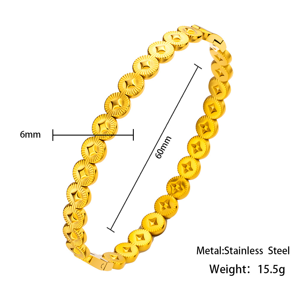 Titanium Steel Bamboo Style Bangle Micro Inlaid Simple Luxury Bracelet_voghion.com