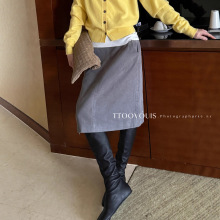 TTOO VOUIS冬季新款2384百搭灯芯绒半身裙松紧腰加厚口袋a字裙女