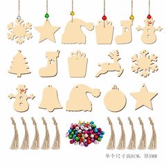 木製工芸品クリエイティブクリスマスウッドチップペンダント家の装飾手描き DIY 小道具クリスマスツリーアクセサリー
