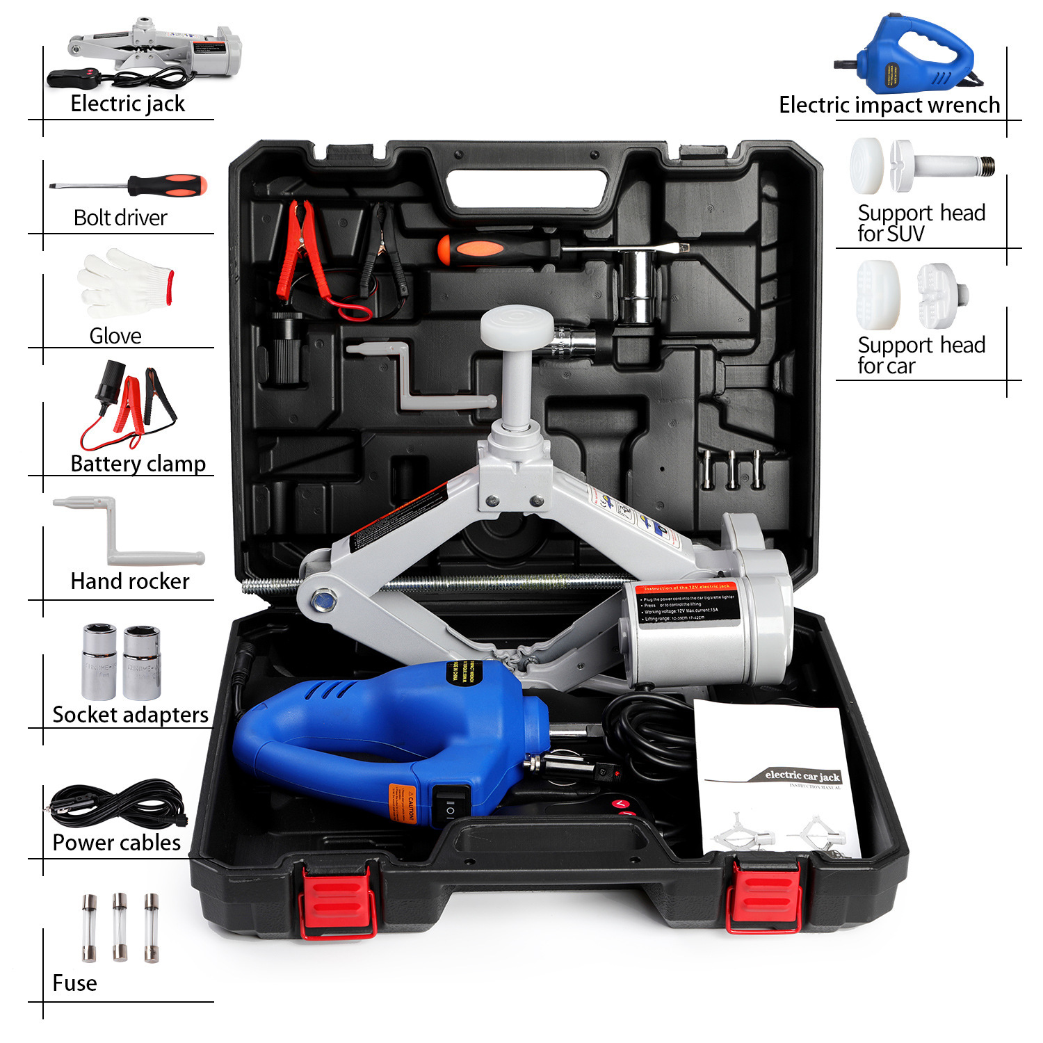 12V car electric Jack suit Scissor Jack electric wrench car repair toolbox